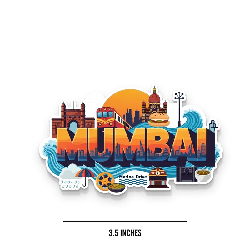 Image of Mumbai 01 Fridge Magnets, Glossy Finish, Stylish Magnet for Fridge, Wardrobe & Metal Surfaces