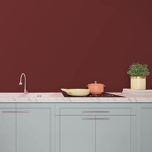 Miniatura 5 de Papel tapiz de color rojo oscuro para despegar y pegar, papel tapiz rojo grueso para dormitorio, 30 x 118 pulgadas, papel de pared autoadhesivo con