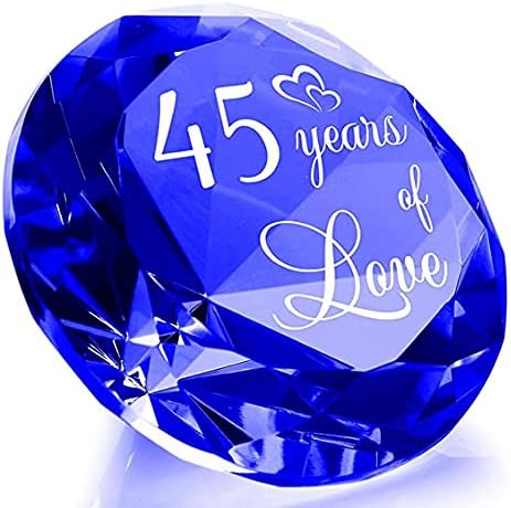 45 Years Anniversary Wedding Gifts for Couple 45th Sapphire Wedding Romantic Gifts for Wife 45 Years of Love Sapphire K9 Crystal Keepsake for Parents