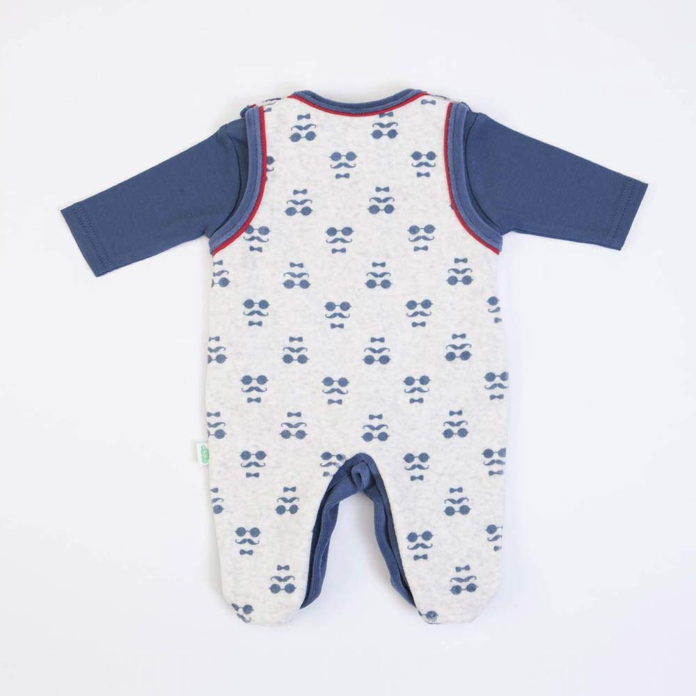 Tutina Neonato 0-3 Mesi Maschio ciniglia Salopette e Maglia Blu
