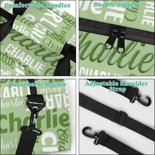 Personalized Dance Bag Duffel Bag for Girl, Custom Gym Bag Sport Duffel Bag, Ballet Bag Gymnastics Bag Cheerleader Weekender Bags Travel Bag for Kids Green Text Name4