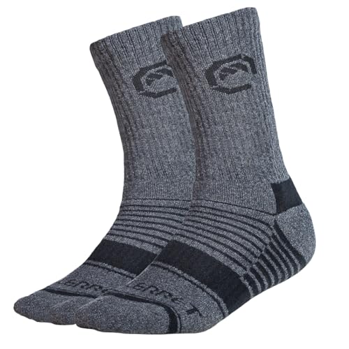 Merino Wool Crew Sock, Grey/Black, Winter Hiking Sock, Perfect for Winter Photography Adventures
