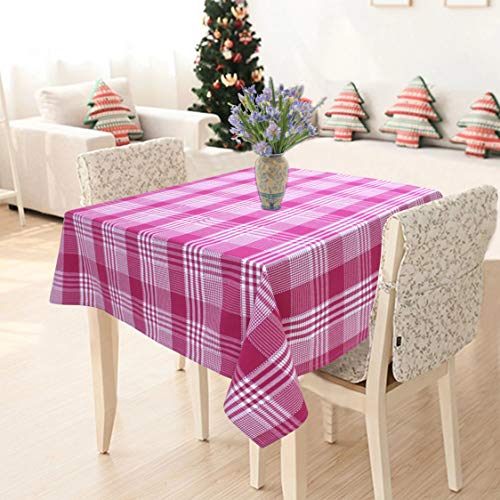 Image of AIRWILL 100% Cotton Checkered Pattern 2 Seater Square Table Cover Sized, 36x36 inches (Pink, Pack of 1)