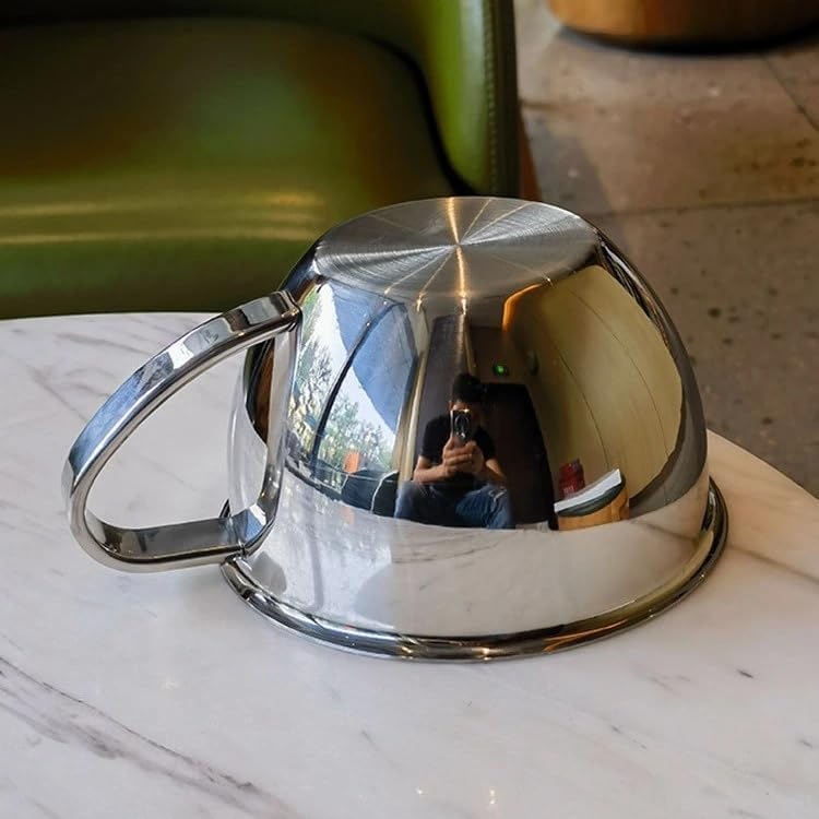 316 Stainless Steel Mixing Bowl, Premium 18/10 Grade, Heavy Duty 368g with Handle, Modern Minimalist Design, Multiple Size Options with Volume Markings (Cup with Lid, 6.3inchs)