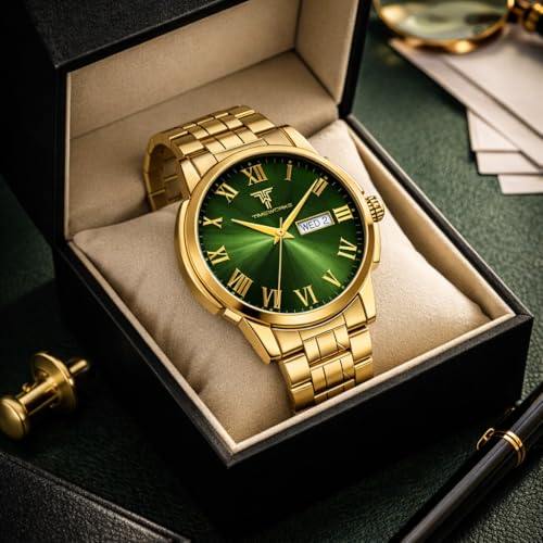 Image of TIMEWORKS Designer Golden Round Shape Day & Date Dial Men's & Boy's Analog Watch 417YYM16