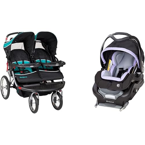Baby Trend Navigator Double Jogger Stroller, Tropic & Secure Snap Tech 35 Infant Car Seat, Lavender Ice