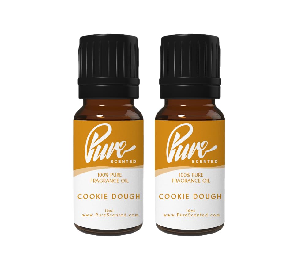 Pure Scented 20ml Fragrance Oils - 2 x 10ml Suitable for Candles, Soaps, Slime, Diffusers, Cosmetics, Wax Melts, Designer (2 x 10ml, Cookie Dough)