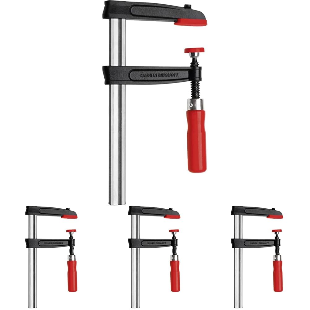 BESSEY Temperguss-Schraubzwinge TPN30S12BE, Spannweite 300 mm Ausladung 120 mm, Stabile Hohlprofilschiene mit Riffelung, Gewicht 1,58 Kg (Packung mit 4)