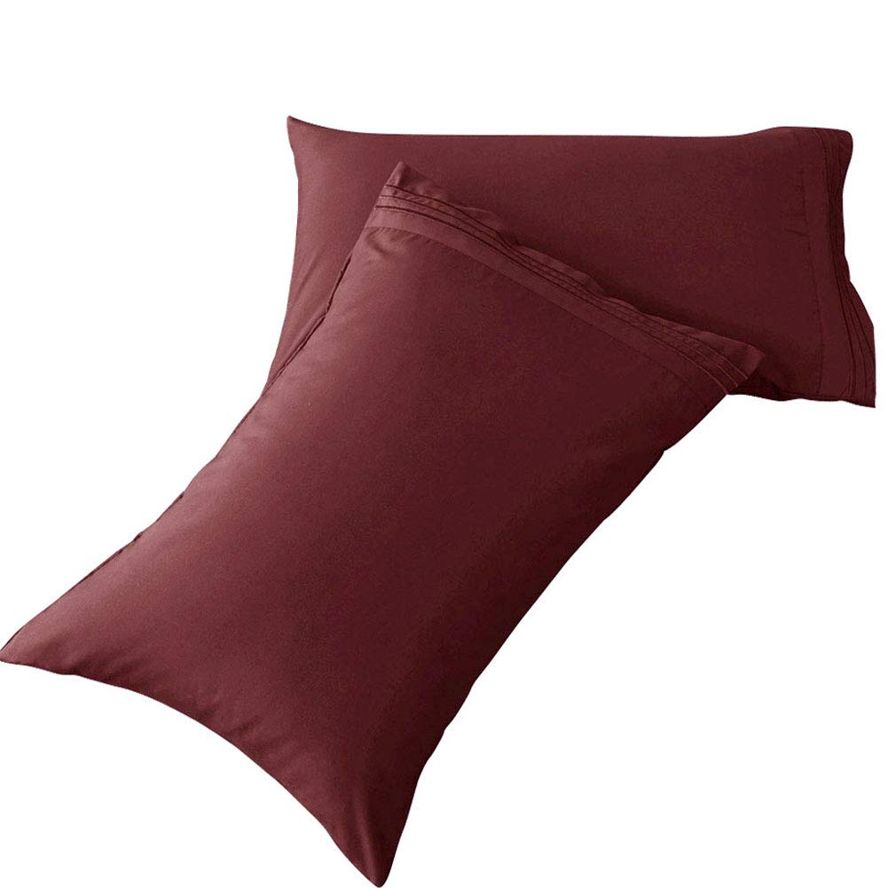 SONORO KATE Luxury Pillowcase Set Brushed Microfiber 1800 Bedding - Wrinkle (Burgundy, 2 Pillowcases King)