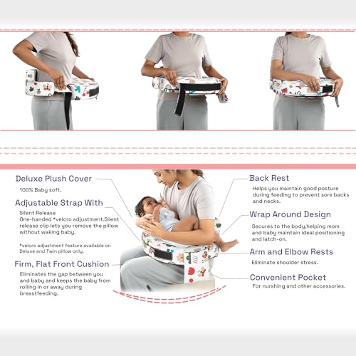 Image of Wakefit Foam Nursing Pillow for Breastfeeding & Baby Care | Ideal for Newborn with Adjustable Strap | 100% Cotton Removable Cover | Super Soft Foam for Posture Comfort | Farmhouse