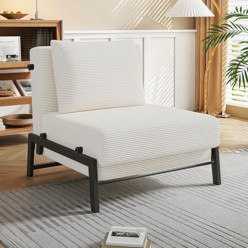 MJKCBD Klappbares Schlafsofa, Schlafsessel 2 in 1 mit bettfunktion, Schlafcouch Cord mit Kissen, Gästebettfür, 190cm×80cm fürs...