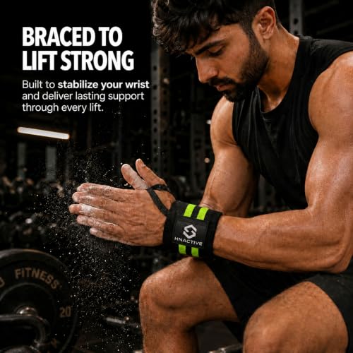 Image of Wrist Band For Gym Workout Wrist Support For Gym Straps For Men Hand Band Strap For Man Wrists Supporter Wrap For Man Workout Accessories For Women And Men 3 mm Thickness (Green)