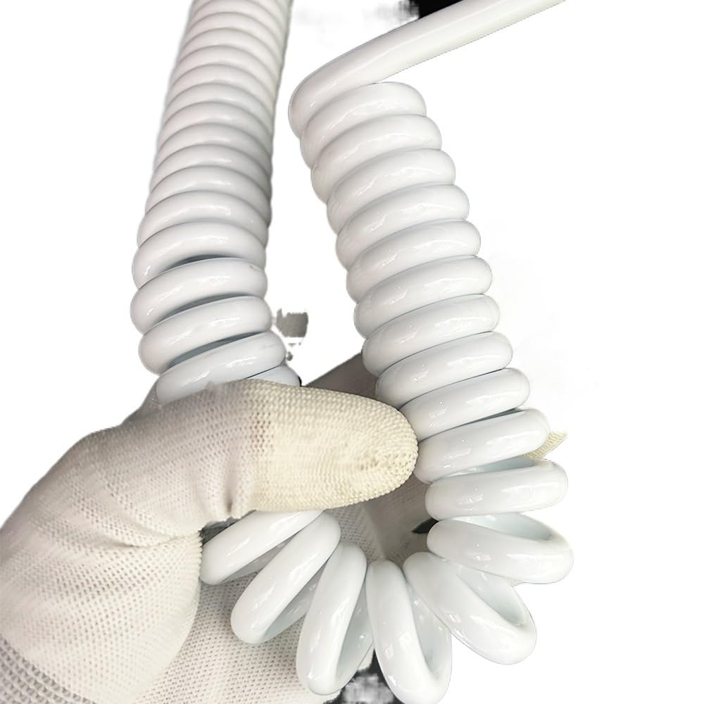 Przewód elektryczny 2-żyłowy, kwadratowy, zwijany kabel zasilający sprężynowy o przekroju 2,5 mm, metra, metrów i 7(White,Stretch 3.75 meter)