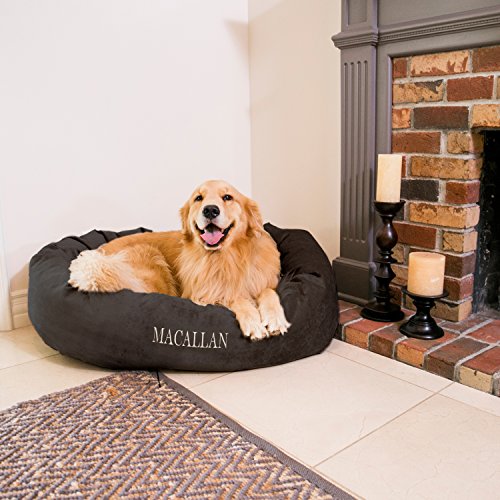 Image of Majestic Pet Personalized Villa Memory Foam Mix Calming Bed - Washable Cozy Soft Round Donut Dog Bed with Spine Support, 52 Inch, Storm