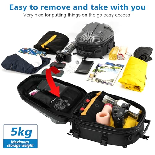 Bolsa de Cola para Motocicleta SUNPIE 15L-20L Expandible Mochila para Casco con Carcasa Dura ABS Impermeable Color Carbono miniatura 4