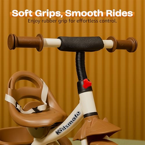 Image of Kidsmate Starlight Premium Tricycle for Kids 2 to 5 yrs | Trikes for Boys & Girls | Baby Cycle with Eva Wheels, Bell and Toy Basket | Ride-On Bike in Elegant Caramel Color | Max User Weight 30kg