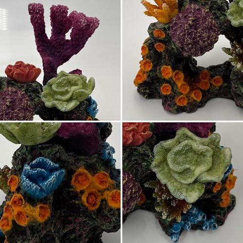 Image of S-Lifeeling Charming Resin Coral Reef Ornament - Realistic Aquarium Decor Gift for Fish & Shrimp Hideaway, Suitable for Freshwater & Saltwater Tanks (6.1 x 4.1 x 6.1 inches)