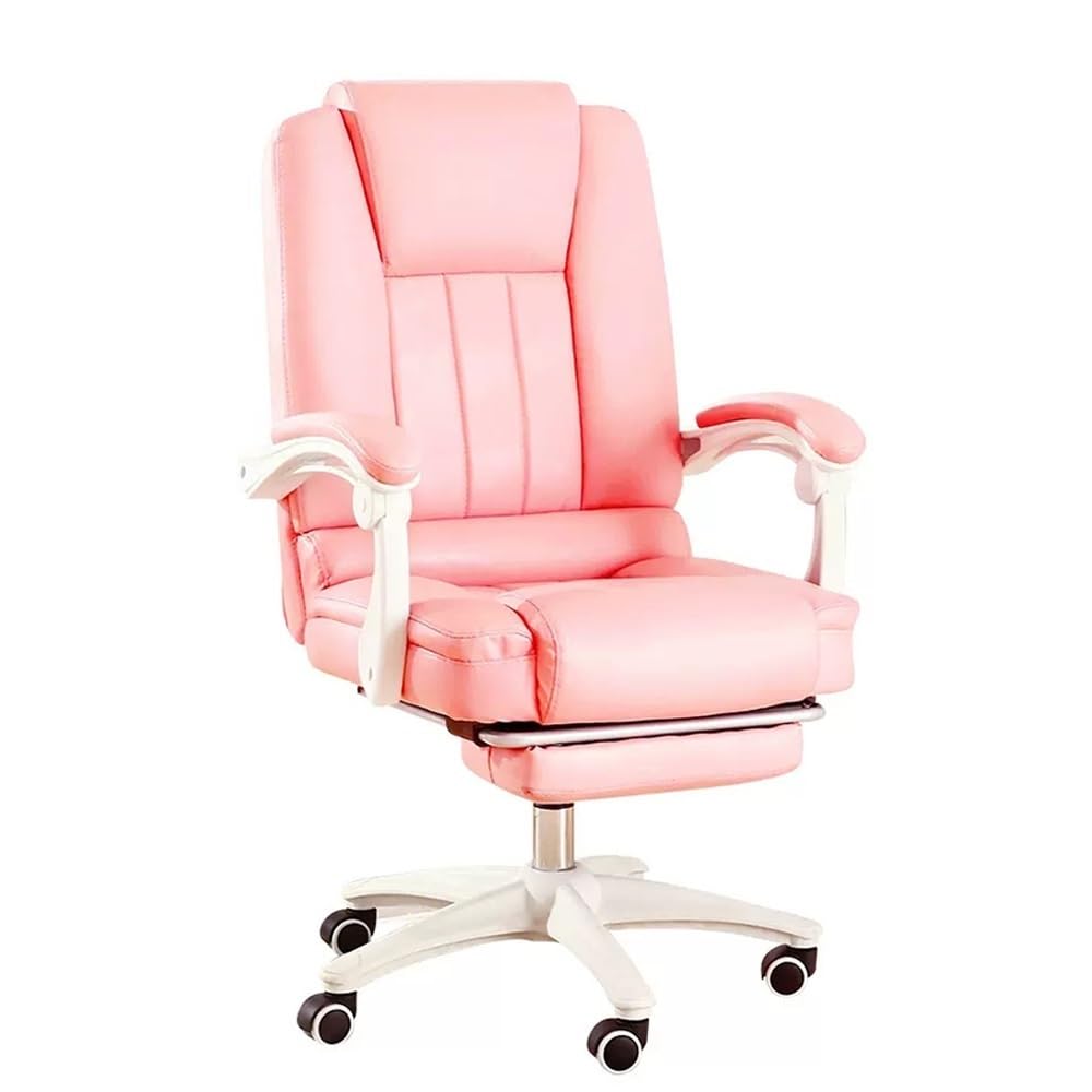 UOPYNE Cómoda Silla de Oficina ergonómica con función reclinable, reposacabezas y reposapiés Ajustables, Silla giratoria for Juegos for Oficina en casa, Muebles de Respaldo de Ocio en Rosa