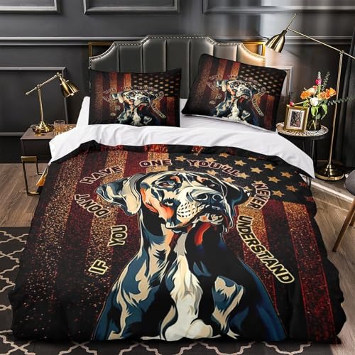 Housse de couette chien microfibre résistante impression 3D premium 135x200 - 2