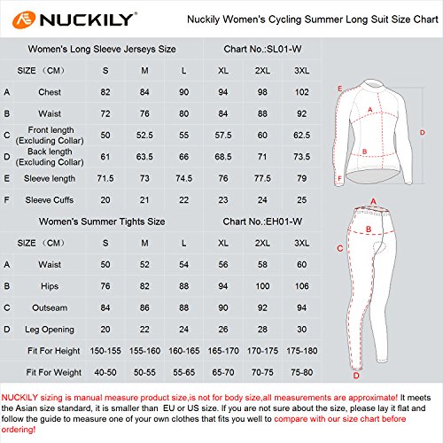 NUCKILY Cycling Jersey Women Set Long Sleeve Bike Shirt 3D Pad Pants Tights Suit