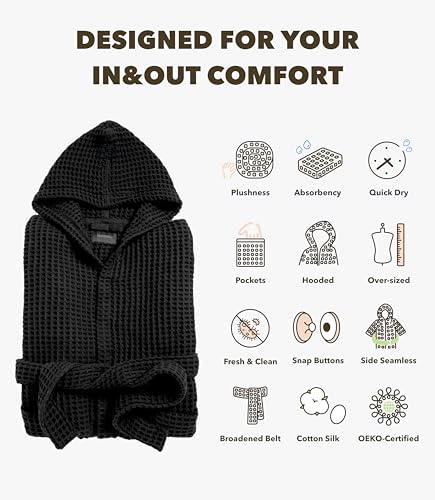 Image of Luxury Organic Japanese Cotton Hotel & Spa Waffle Bathrobe for Men and Women (Hooded /Kimono)