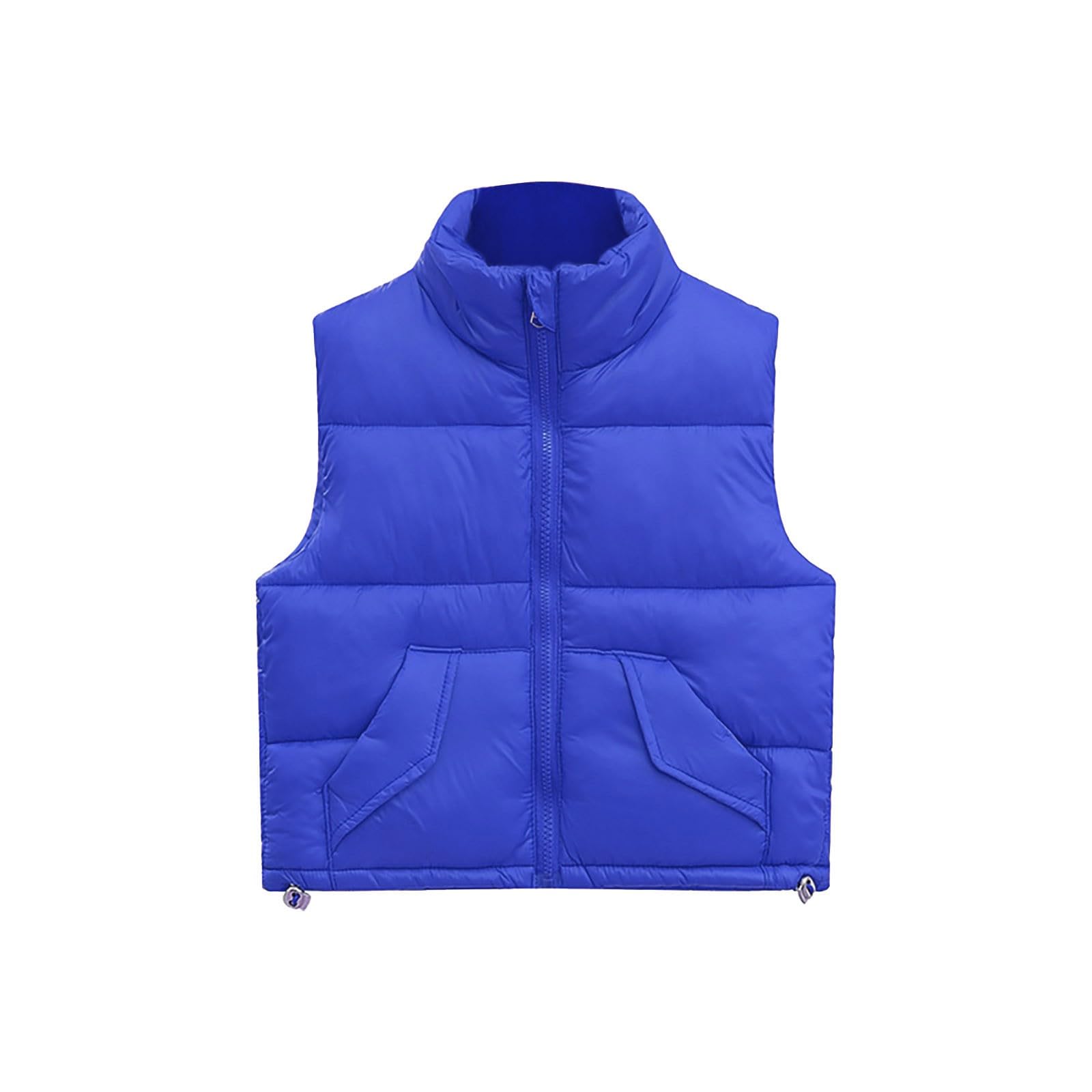 RNTOP Baby Toddler Girls Cropped Puffer Vests Coat Light Winter Down Jacket Waistcoat Kids Zipper Thick (A, 8-9 Years)