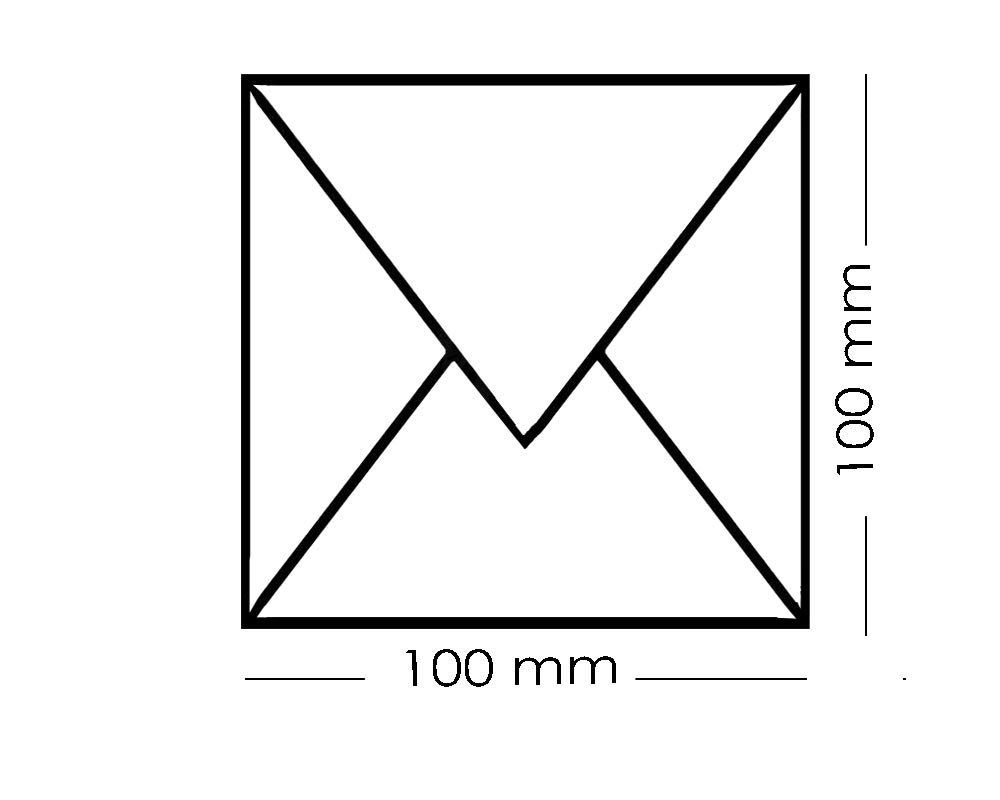 Lot de 100 enveloppes 100 x 100 mm, 10 x 10 cm Or 100 g/m² – Rabat triangulaire