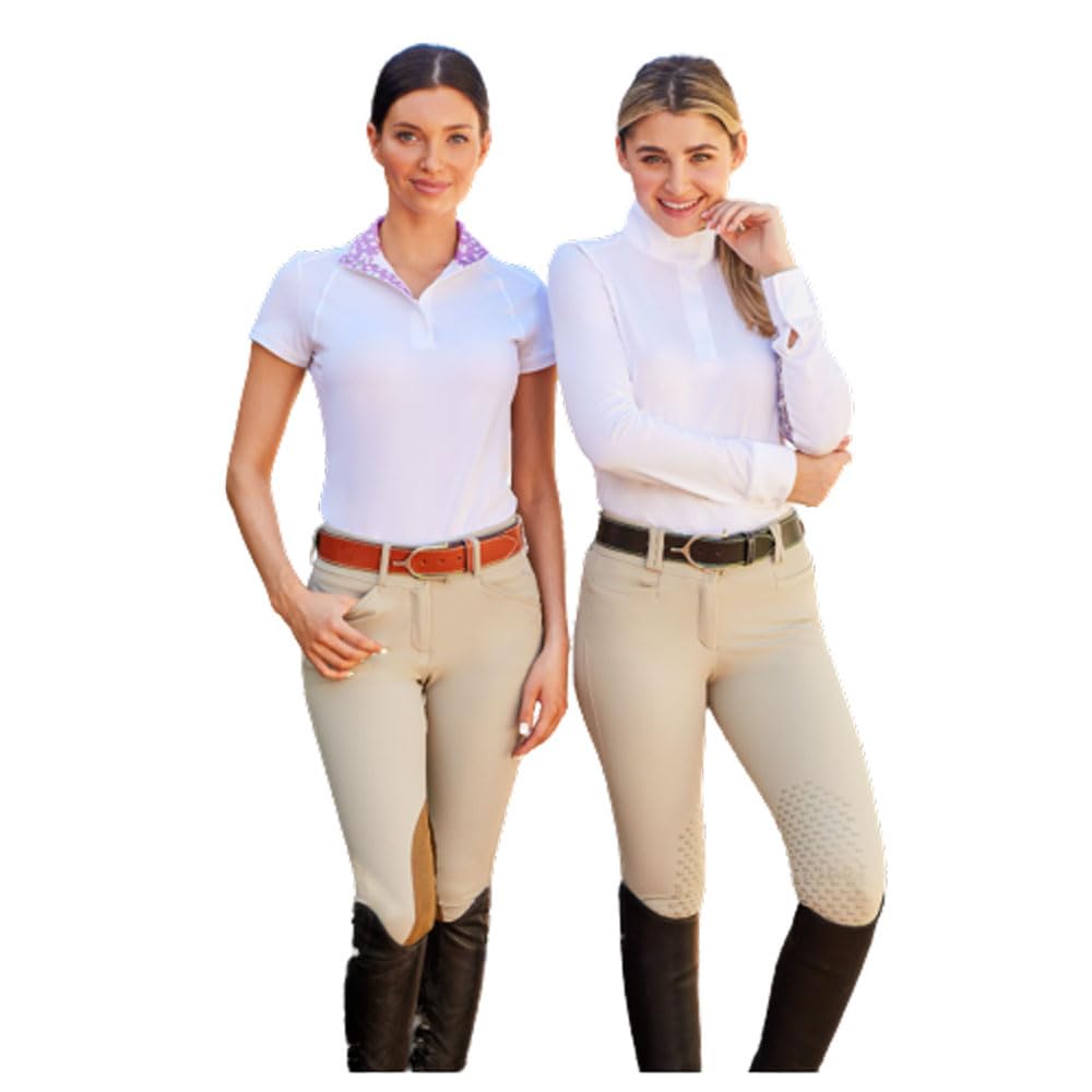 RJ Classics Sadie JR 37.5 Girls Short Sleeve English Show Shirt- White with Daisies (as1, Alpha, s, Regular)