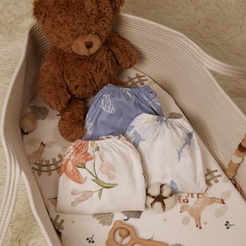 Image of Gllquen Baby Bassinet Sheets 2-Pack for Baby Girl Boy Green Elephant