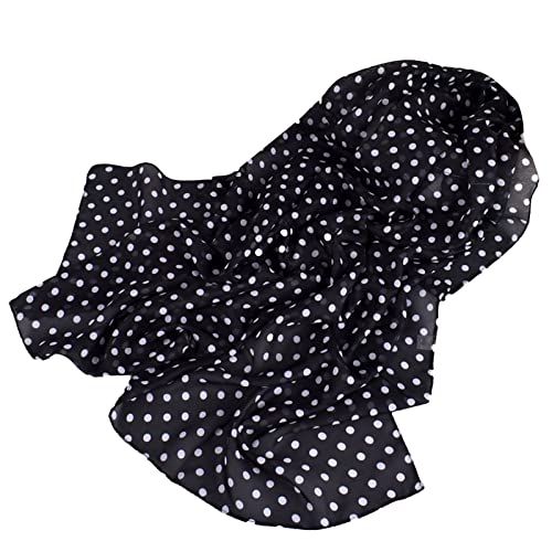 Generisch Écharpe en mousseline de soie douce à pois pour femme Écharpe enveloppante Écharpe en laine Noir Tricoté Écharpe, Noir , taille unique