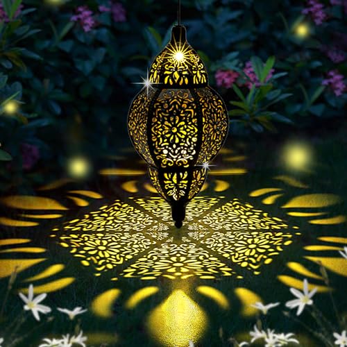 AIINY Lanterne solaire à suspendre pour décoration d'extérieur, lampes solaires marocaines pour décorations de jardin, lanternes solaires étanches,...