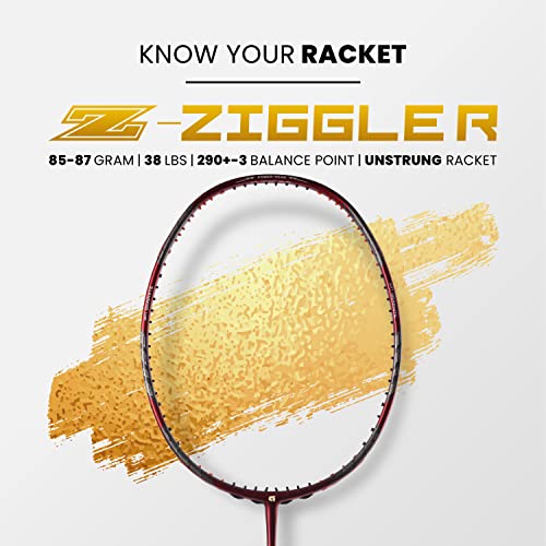Image of Apacs Z-Ziggler (Unstrung, 38 LBS Max Tension) 6.4mm Slim Shaft | Made in Vietnam | 100% Japanese Graphite Badminton Racket with Free Full Cover | G2-4 1 /8 inches (Red)