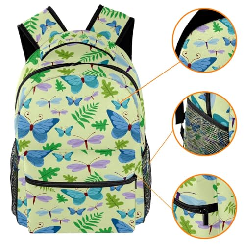 Mochila de mariposas y libélulas con estampado multicolor resistente y gran capacidad 3