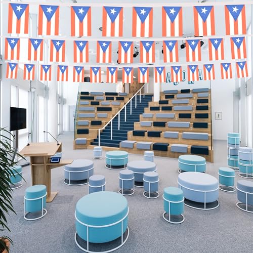 Image of 2 Pack Puerto Rico Flag Banner String Small Mini 66 Feet 60 Pcs Puerto Rican Hanging Flags Decoration