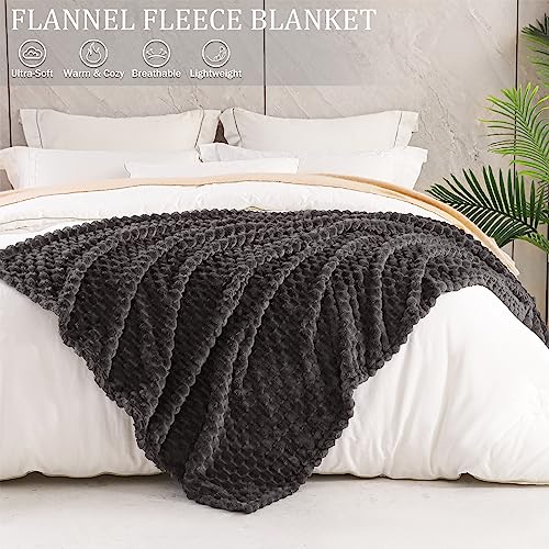 Exclusivo Mezcla Fleece Throw Blanket for Couch Extra Large Fuzzy Grey Bed Blankets - Image 4