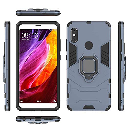 Image of JANAK RAJ Ringstand Armor Bumper Back Case Cover Compatible with Xiaomi Redmi Note 5 Pro | Tough Rugged Shockproof PC+TPU Kickstand 360 Protective Design - Navy Blue