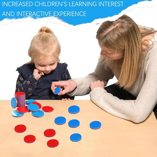 50 Stück Wendeplättchen Rot Blau,Rechenplättchen Grundschule,Rechenschiffchen,Plättchen Mathe mit Aufbewahrungsbox Mathe Rechenhilfe Mathematik Wendeplättchen Zählchips für Grundschule Rechenaufgaben