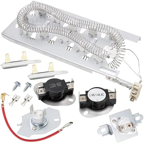 Dryer Heating Element Kit by SupHomie - Compatible with Whirlpool WED7500GW0 WED7500GC0 WED75HEFW1 WED8127LC0 WED8127LC1 WED8127LW1 WED8300SE2 WED8300SW2 WED8500DC4 WED8500DW4 WED85HEFW1 WED8540FW2 Cover