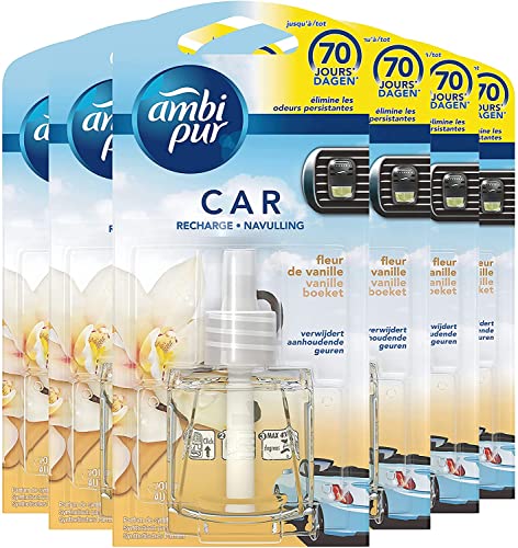 Ambi Pur Recharge Désodorisant Voiture, 6 Unités, Parfum Voiture Pour Élimination Des Odeurs Persistantes, Rafraîchit L’intérieur, Bouquet De Vanille Cover