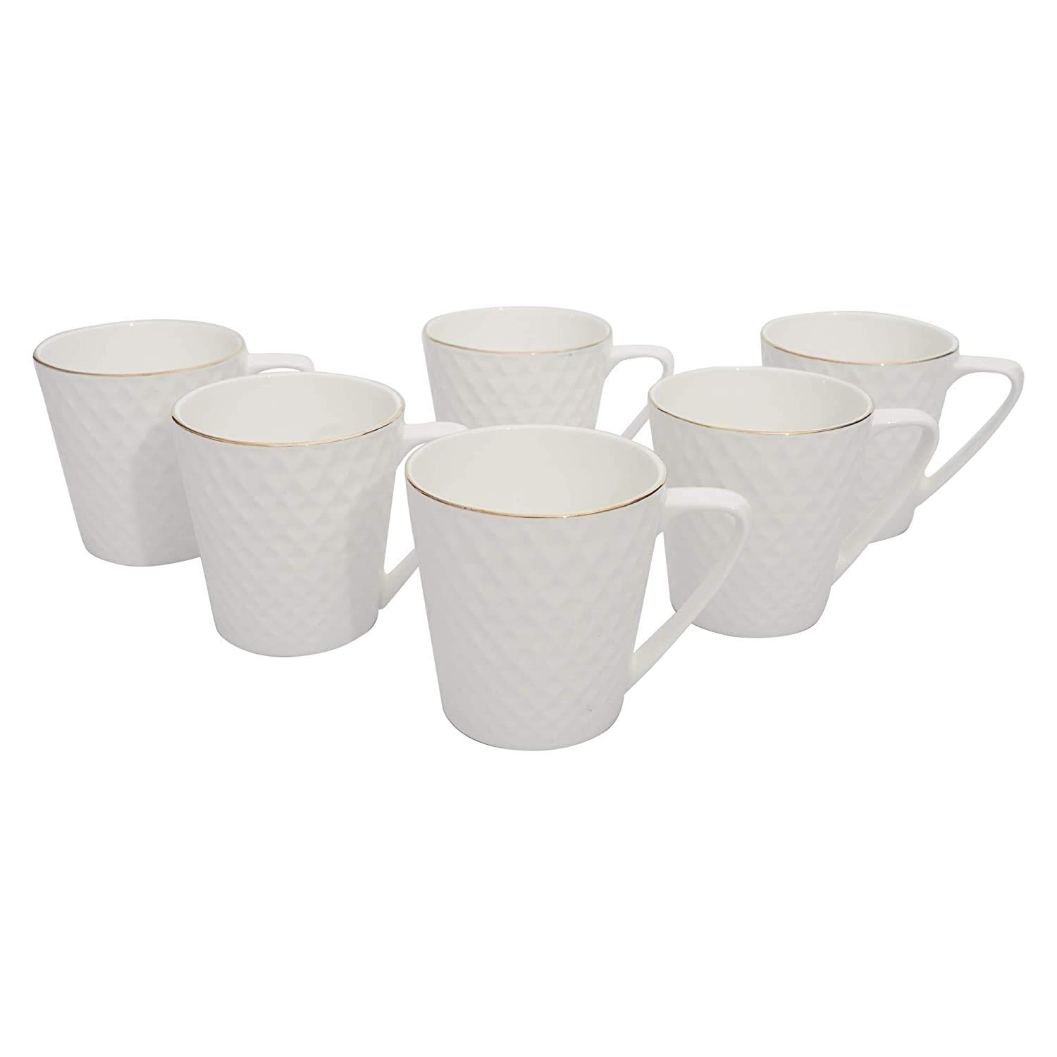 Tea Cups Set of 6 Bone China Gold Line Mug for Tea/Coffee Green Tea Cups 160 ML