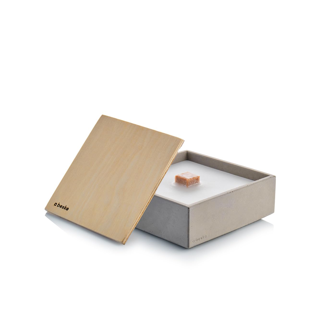Torcia decorativa da esterno in cemento | Braciere da tavolo con stoppino permanente, durata illimitata | Per giardino e terrazza | Made in Germany (Meru-L (17x17x6,5 cm))