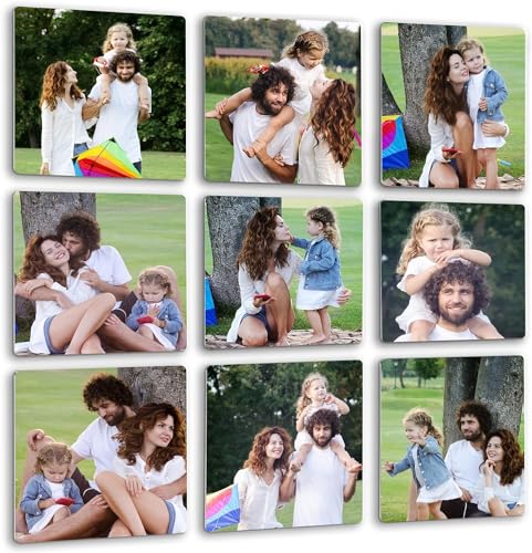 Custom Photo Tiles Personalized Mix Metal Tiles Picture Frames Stick on Wall Picture Frames Collage Wall Decor Square Picture 8x8/10x10/12x12