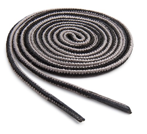 OrthoStep Thin Round Athletic Nylon Black - Grey Combo 45 inch Shoelaces - Fused Tips - Work Boot Laces 2 Pair Pack
