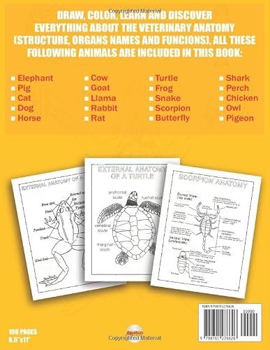 Veterinary Anatomy Coloring Book: Animal Body Coloring & Activity Book For Kids And Teens With 55+ Detailed Illustrations, Great Birthday/ Christmas ... Learn & Color, Structure & Function Workbook #TOP1