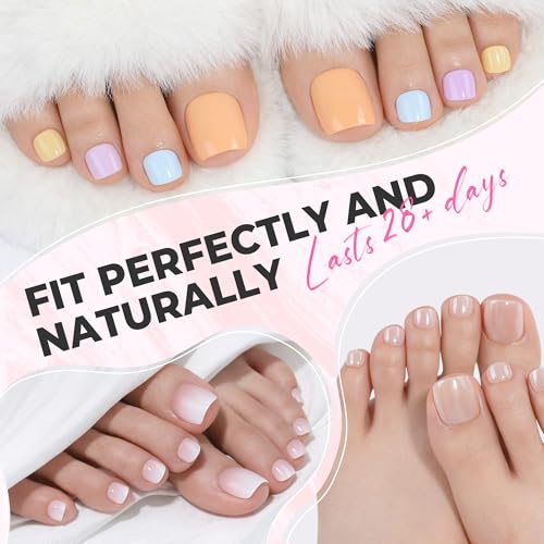 Image of UNA GELLA Toe Nail Tips Half-Cover Squavol 510 Pcs, 15 Sizes Pre-filed Squavol Toe Tips Acrylic Nails, Square Oval Nail Forms for Wide Toe Nail Extension, Flexible False Toe Nails for Home DIY Salon