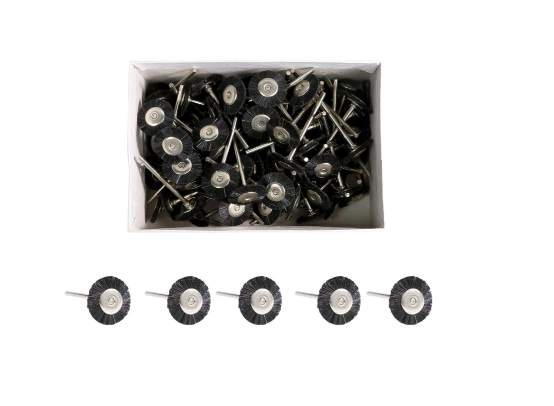 Dental LAB JEWERLY - Premium POLISHING Brushes - Straight HP Mounted - Hard BRISTLES - Pack of 100 Brushes