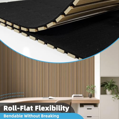 Image of Art3d Roll-Flat Design Acoustic Wood Slat Wall Panels, 2-Pack, Boxwood