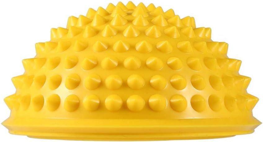 ANGGREK Half Round PVC Massage Ball Balance & Dome Yoga Balls Fitness Exercise Gym Massager Body Rolling Pods Spiky 5 Colors (Yellow)