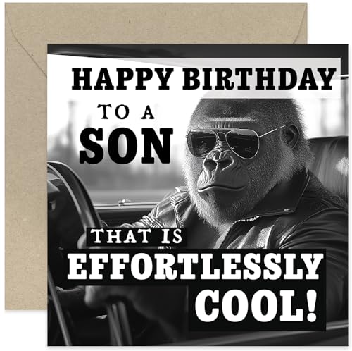 Fun Male Birthday Cards for Family - Cool Gorilla Happy