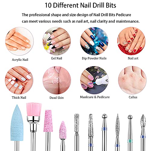 Nagelfräser Bits 10pcs Nagel Bits Für Gelnägel Nagelfräser Schleifköpfe Bits Nagelfräser Aufsätze Für Gelnägel Set Für… – Bild 5